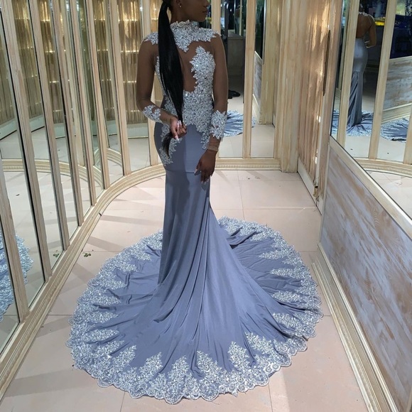 Silver Prom Dress - Picture 3 of 4